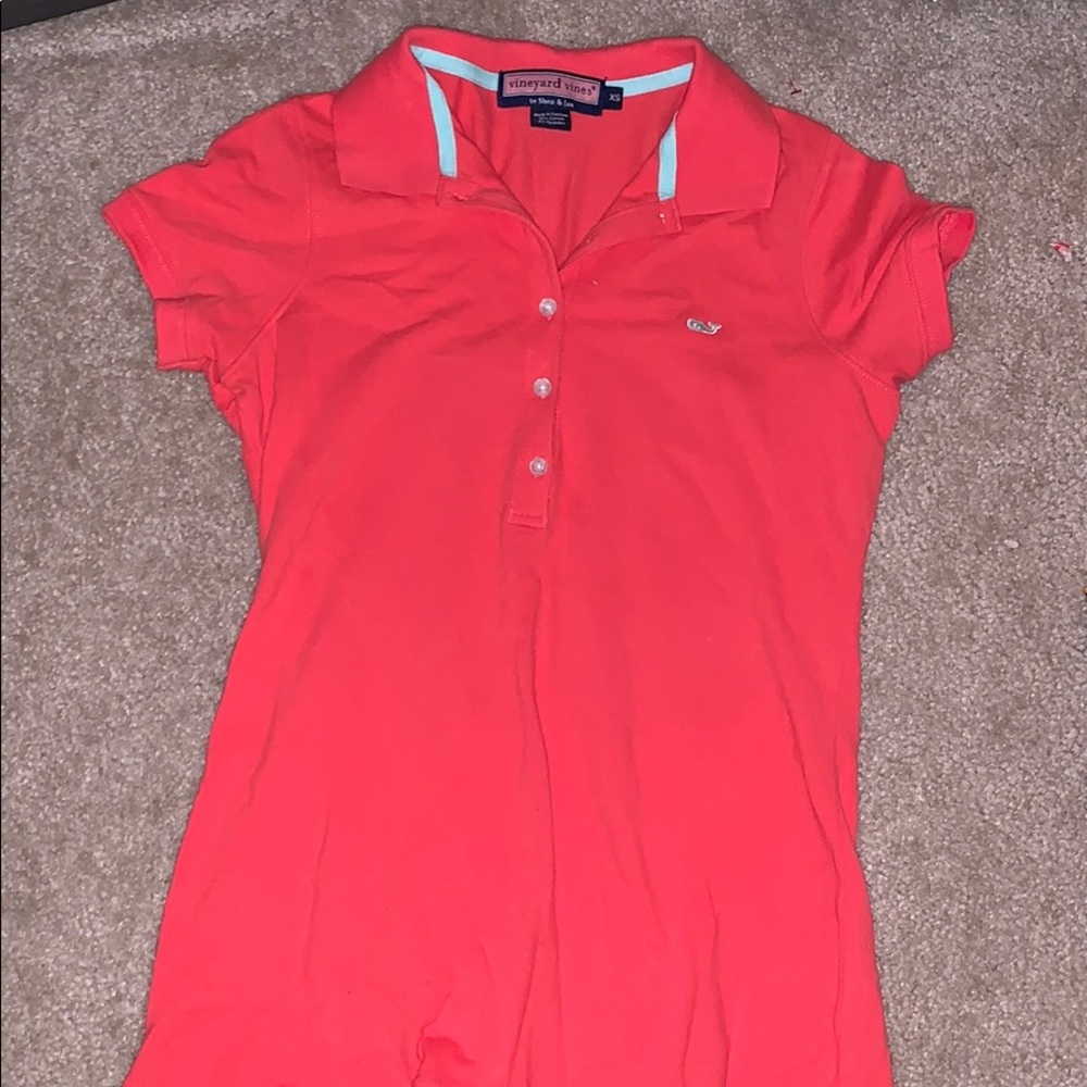 EUC Vineyard Vines Coral Polo XS